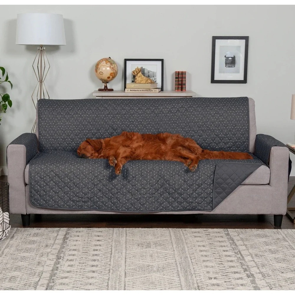 Furhaven Water-Resistant Paw Print‎ XL Sofa Furniture Protector Cover, Gray
